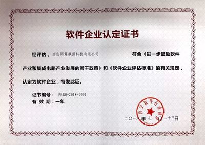 熱烈祝賀西安網算數(shù)據科技順利通過&ldquo;軟件企業(yè)認定&rdquo;!